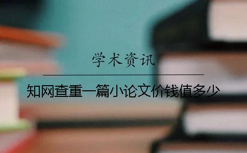 知网查重一篇小论文价钱值多少