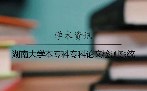 湖南大学本专科专科论文检测系统