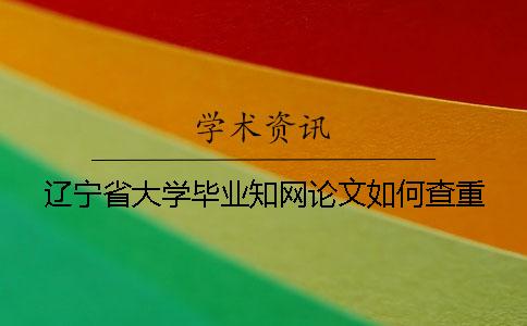 辽宁省大学毕业知网论文如何查重